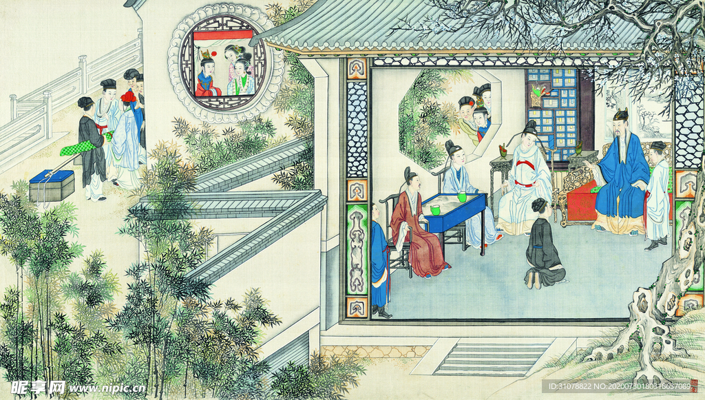 古代市井工笔画