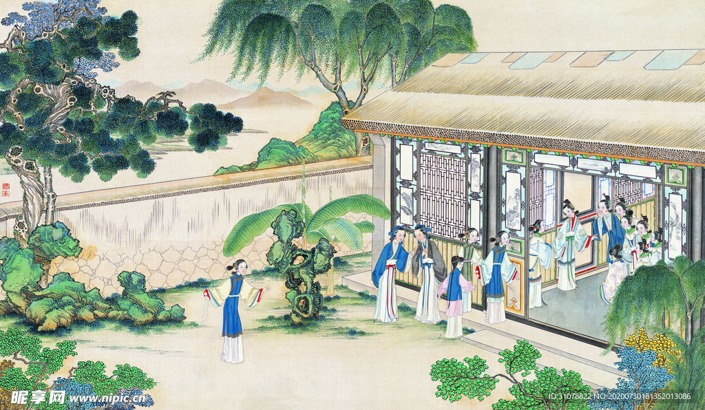 古代市井工笔画