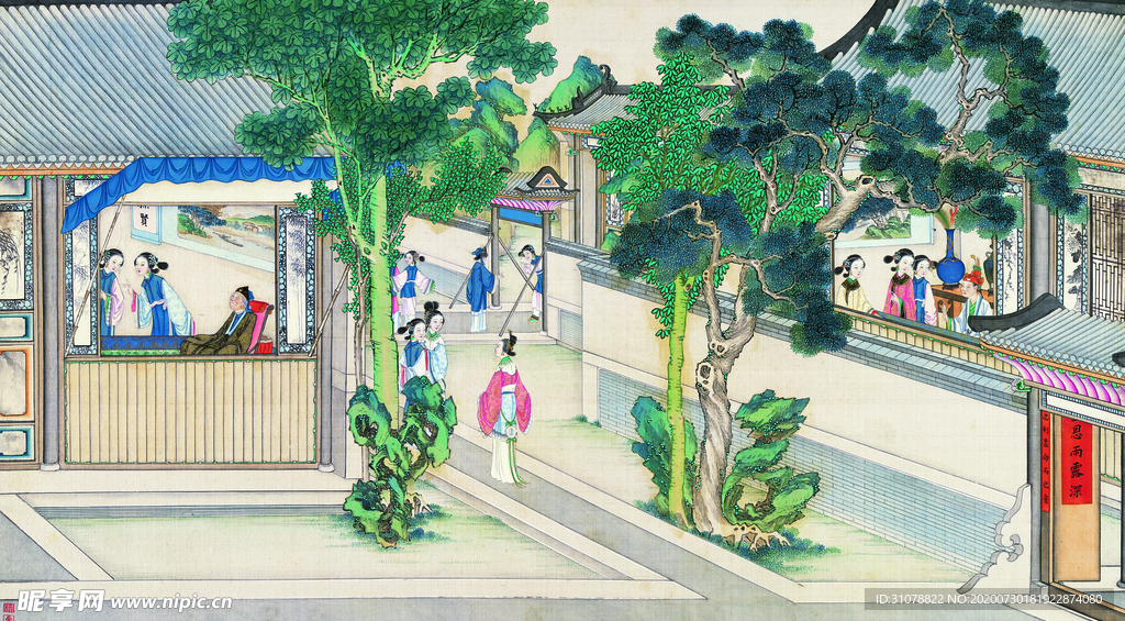 古代市井工笔画