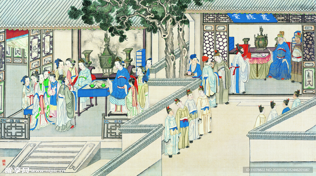 古代市井工笔画