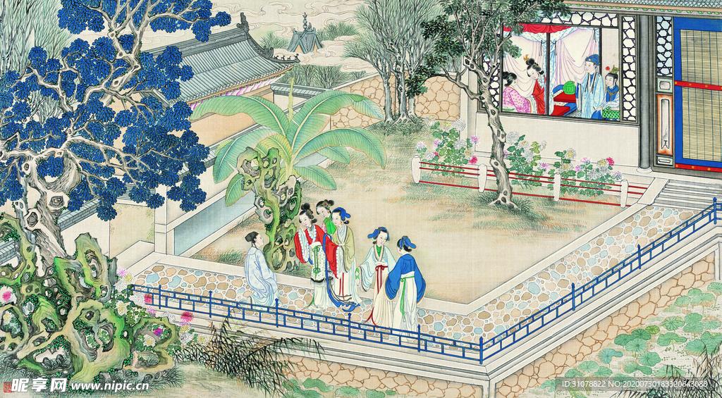 古代市井工笔画