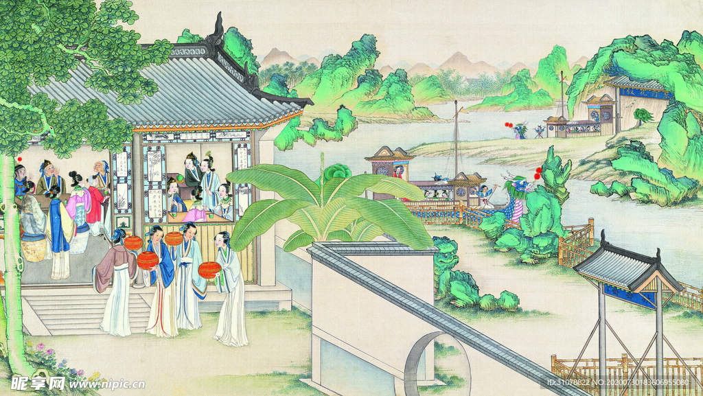 古代市井工笔画