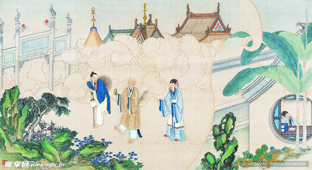 古代市井工笔画