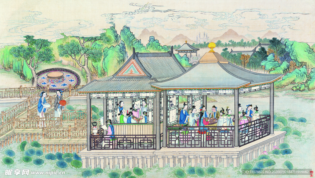 古代市井工笔画