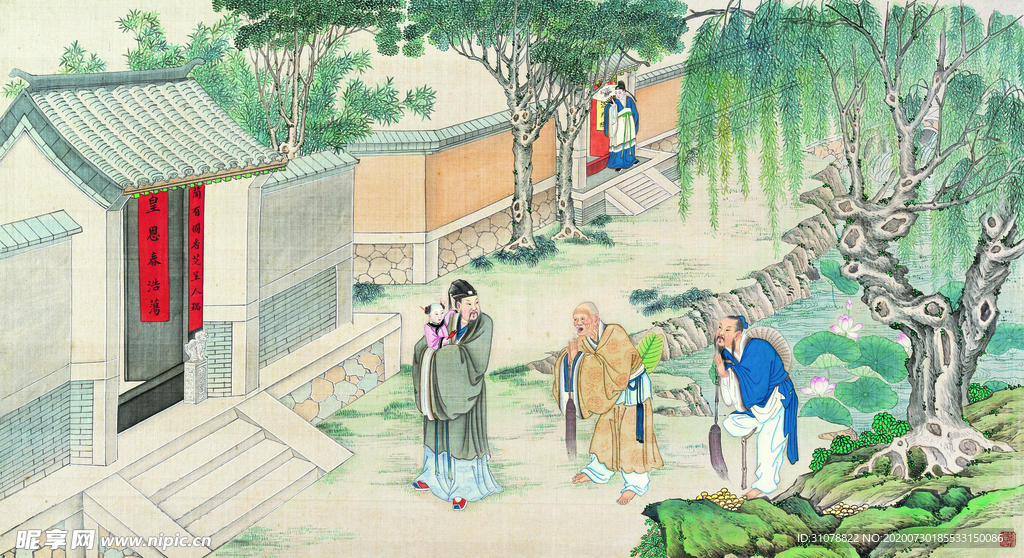 古代市井工笔画