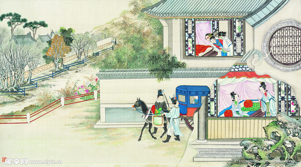 古代市井工笔画