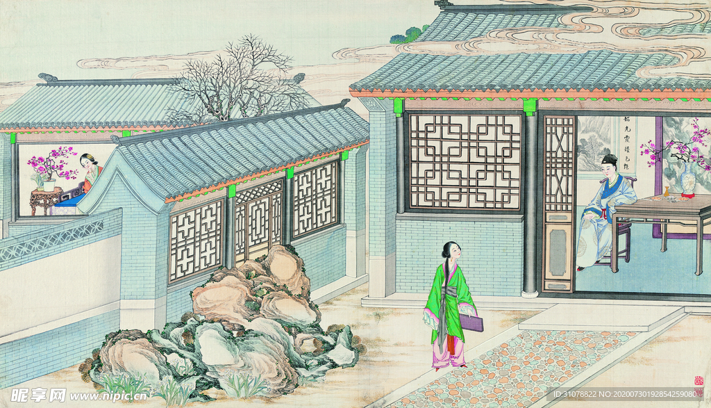 古代市井工笔画