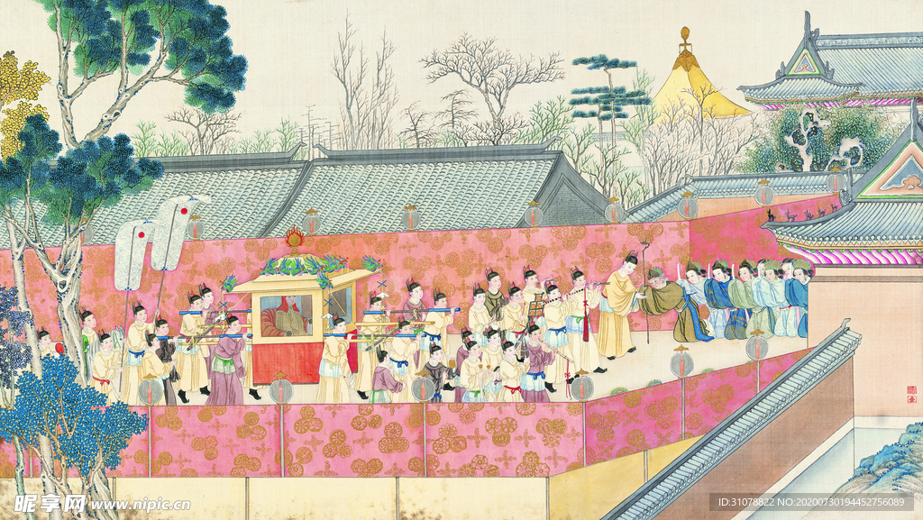 古代市井工笔画