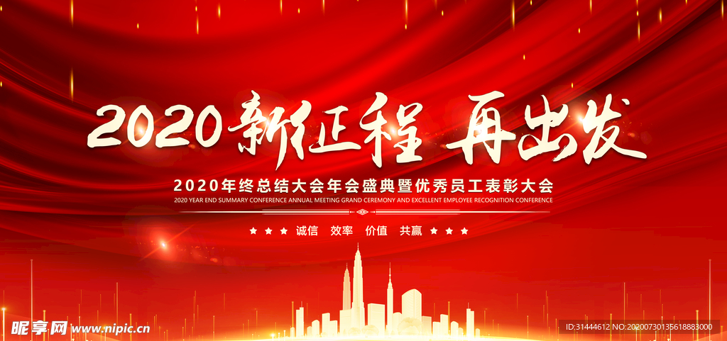 红色大气企业年会背景展板