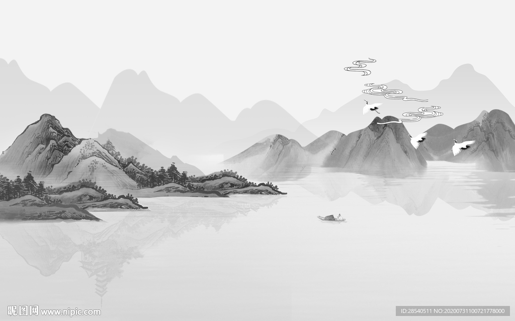 新中式水墨山水图片