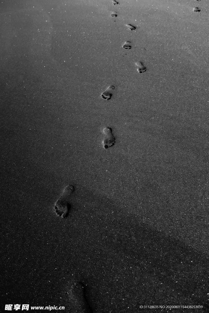 沙滩 脚印