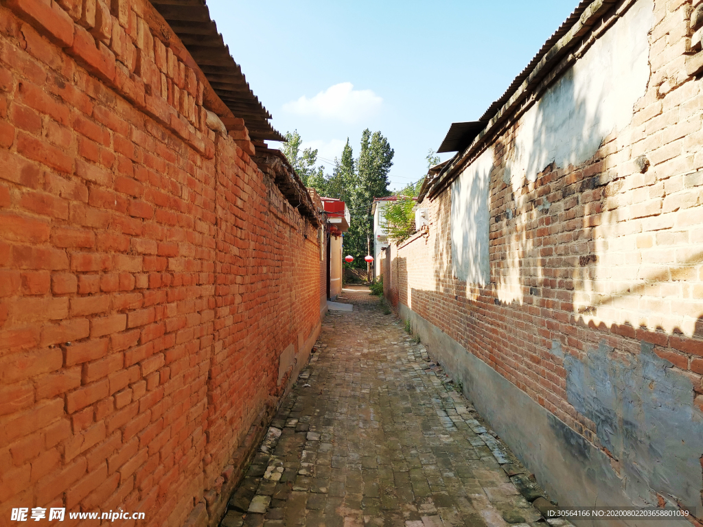 砖墙乡下农村风光背景素材