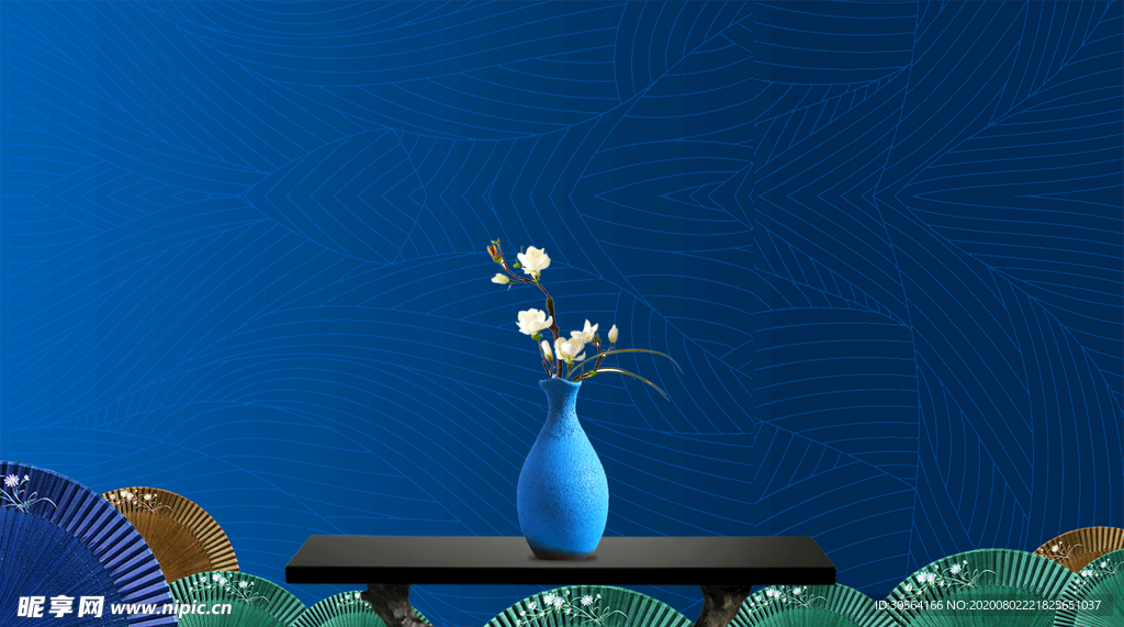 蓝色复古纹理意境背景海报素材