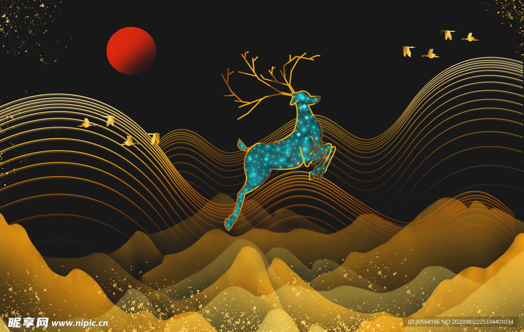 地产复古山水背景海报素材