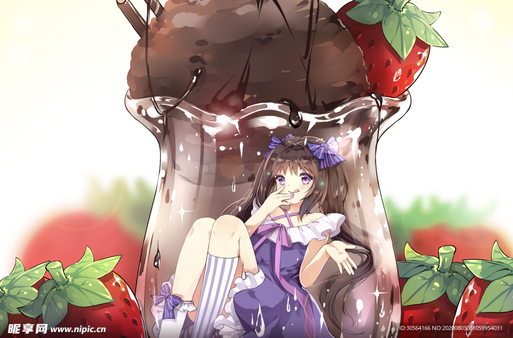 瓶中人物插画卡通清新海报素材