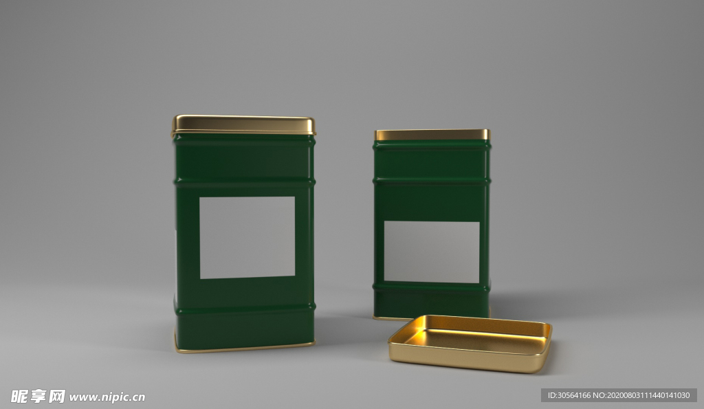 铁盒包装立体样机背景素材