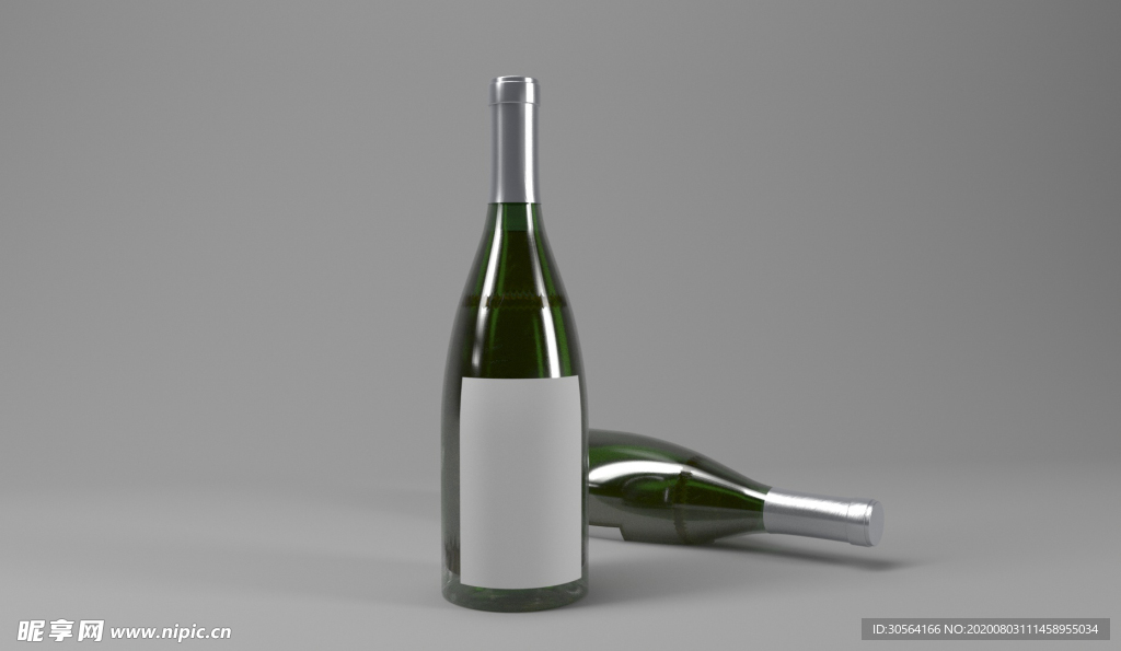 香槟玻璃瓶立体样机背景素材