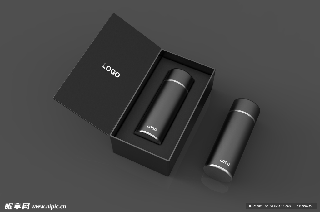 保温杯黑色立体样机背景素材