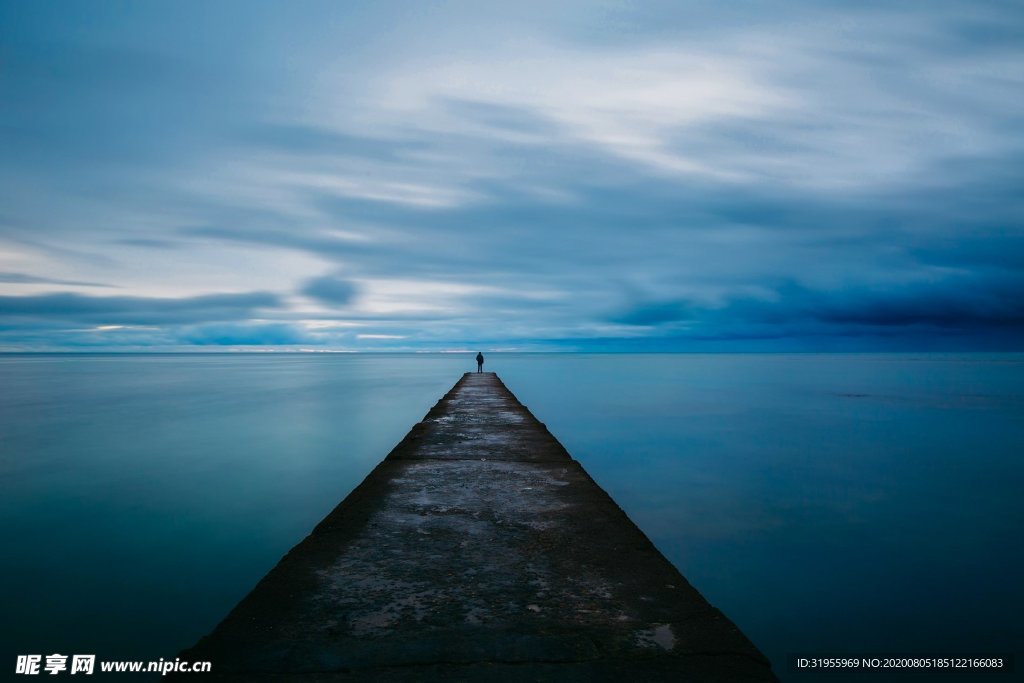 蓝天白云 海洋 码头 图片