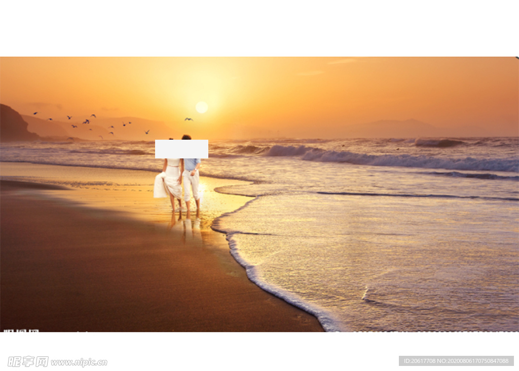 婚纱照海边 水边 黄昏