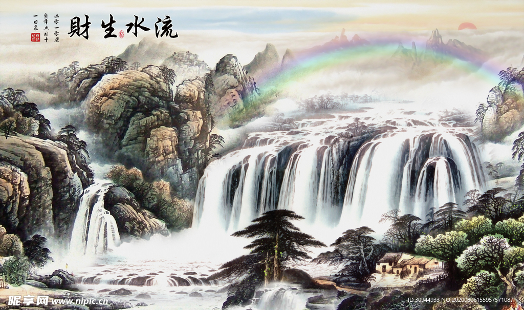 水墨山水背景墙