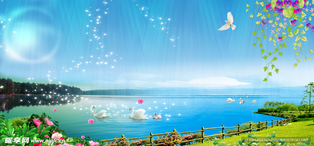 植物蝴蝶背景墙