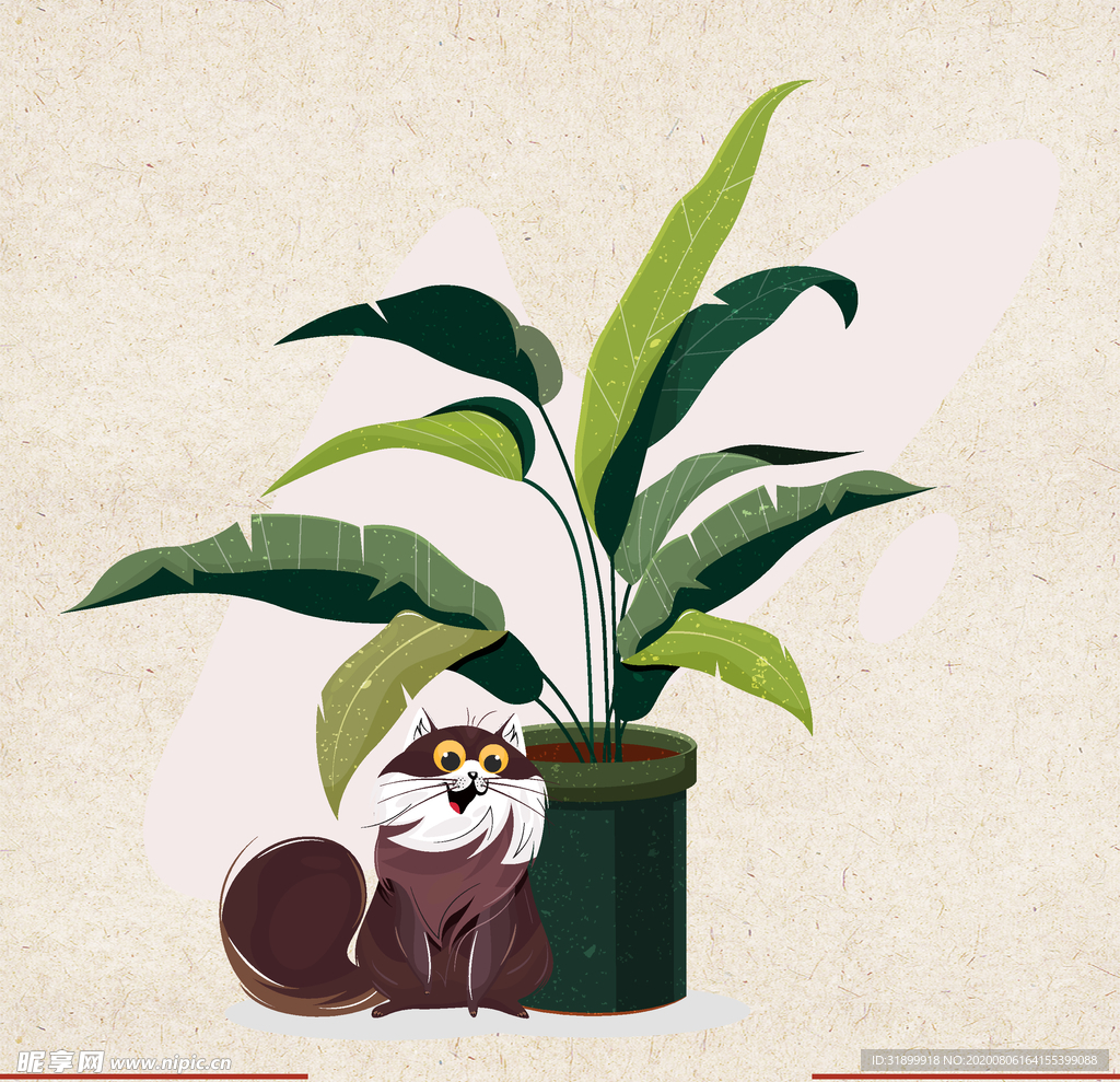 矢量动物 矢量植物 插画 手绘