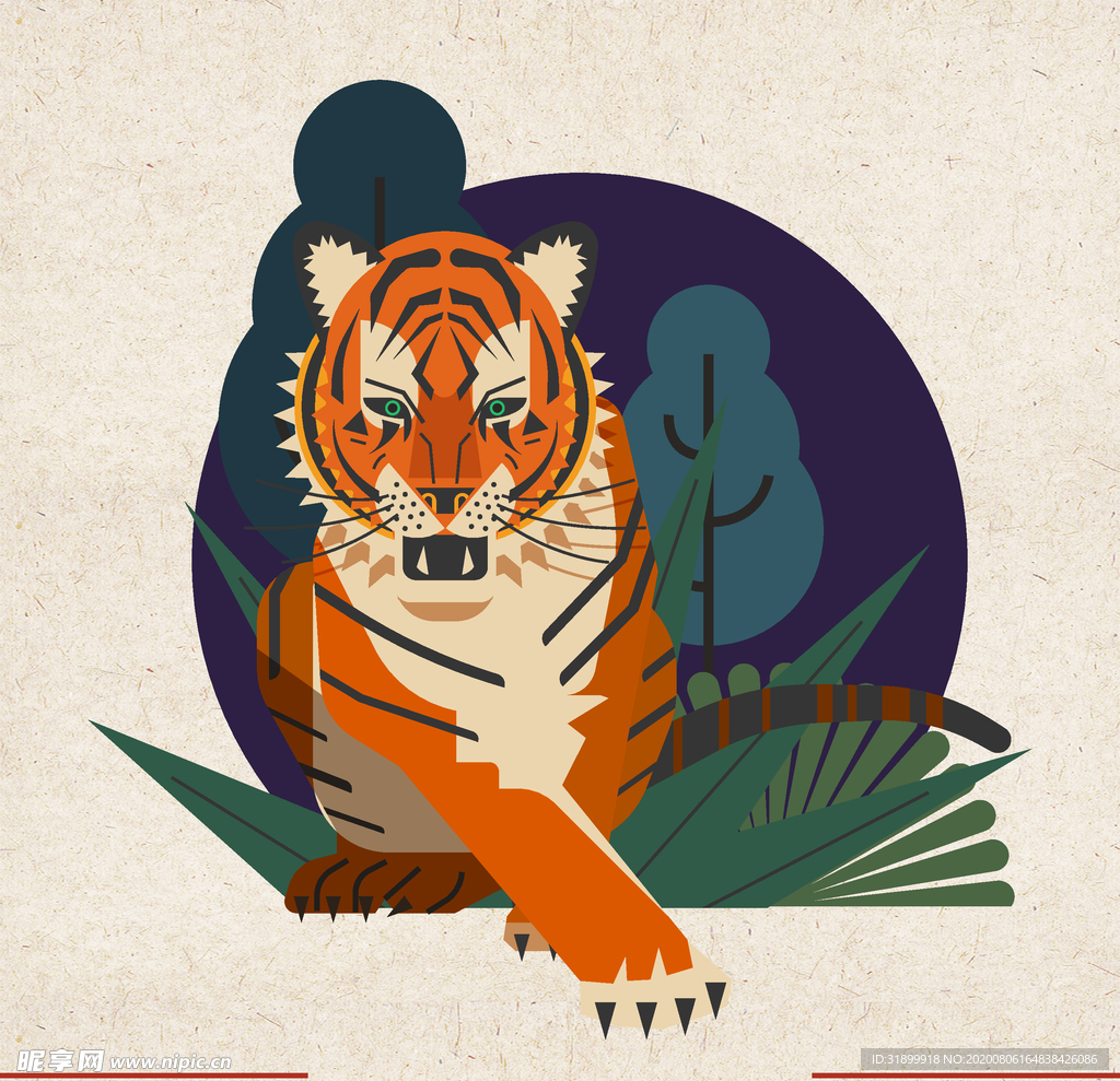 矢量动物 矢量植物 插画 手绘