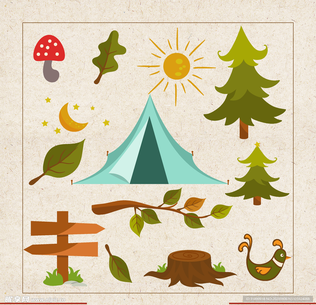 矢量动物 矢量植物 插画 手绘