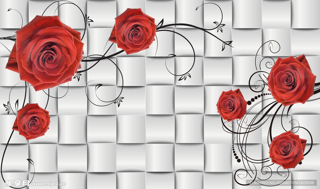 玫瑰花背景墙