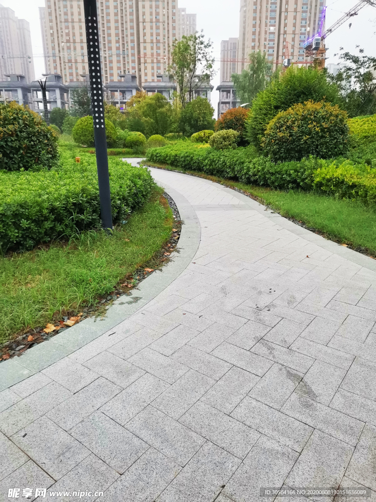 公园小区人行道道路背景素材