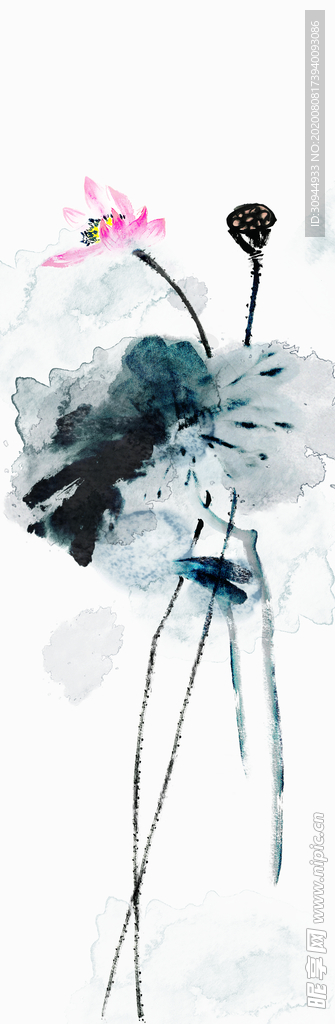 水墨荷花装饰画