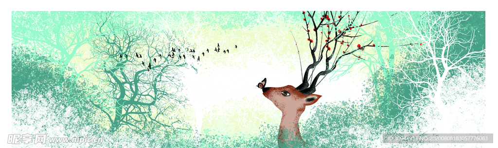 麋鹿装饰画