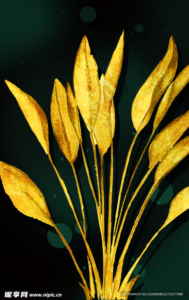 金色植物装饰画