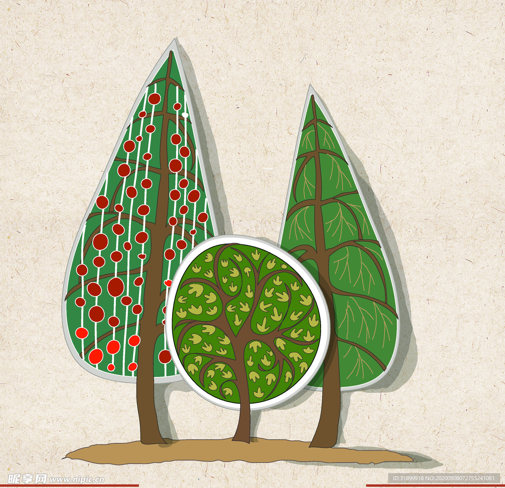 矢量动物 矢量植物 插画 手绘