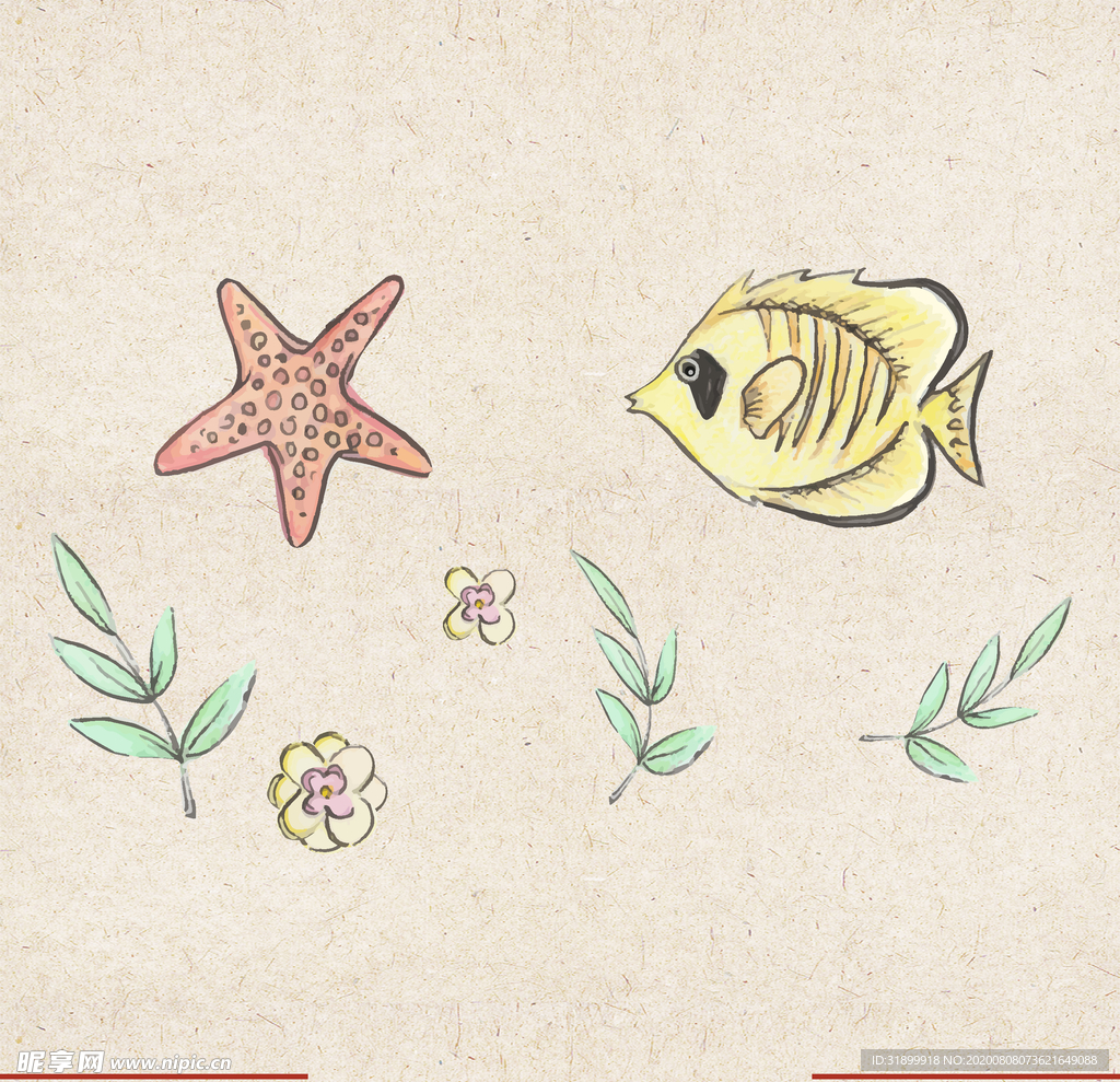 矢量动物 矢量植物 插画 手绘