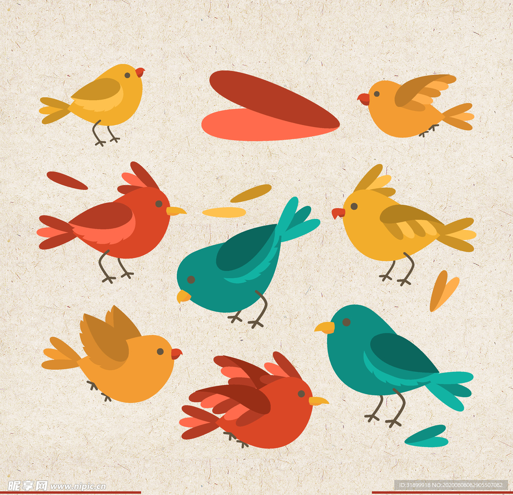 矢量动物 矢量植物 插画 手绘