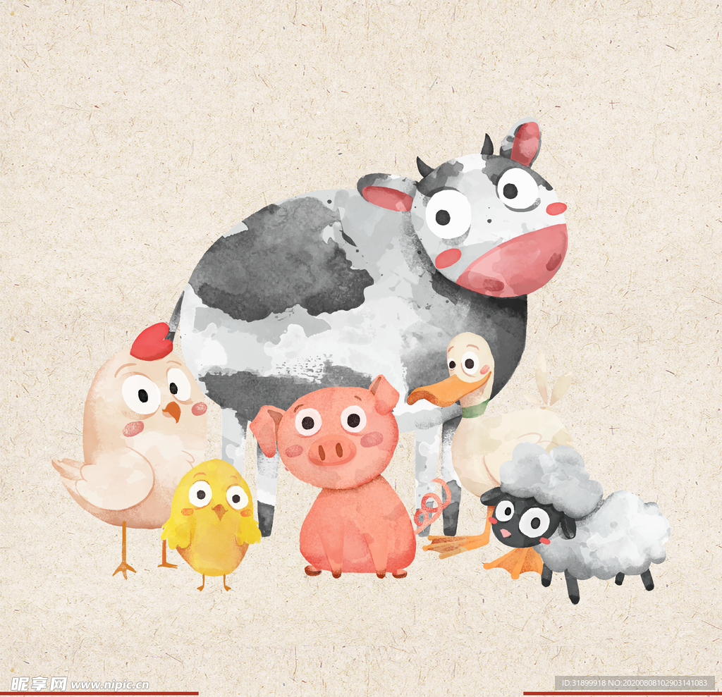 矢量动物 矢量植物 插画 手绘