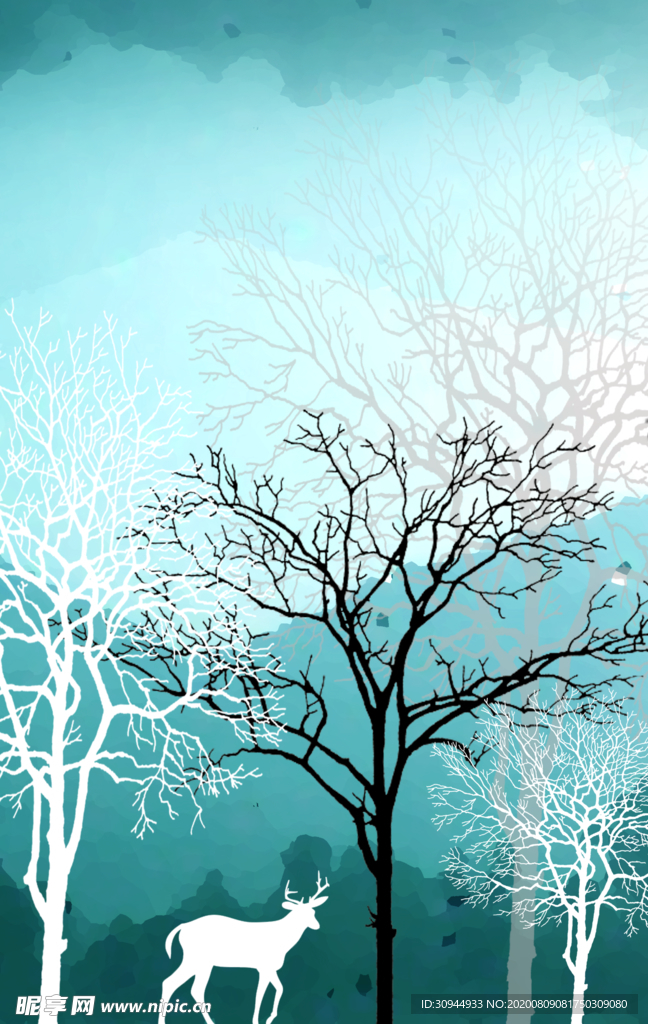 森林麋鹿装饰画