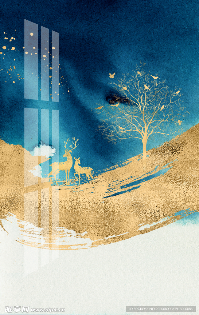 麋鹿抽象装饰画