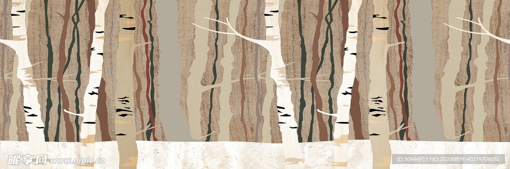 手绘森林装饰画