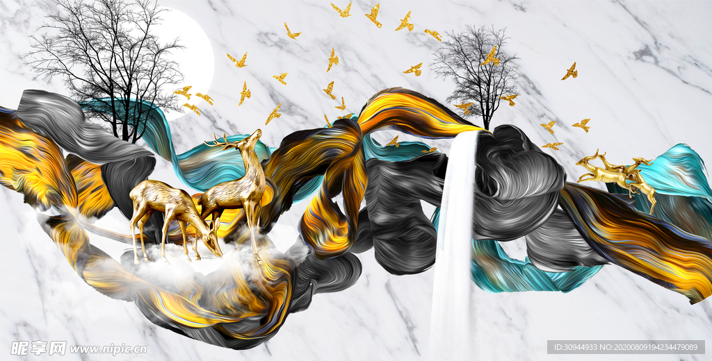 抽象麋鹿装饰画