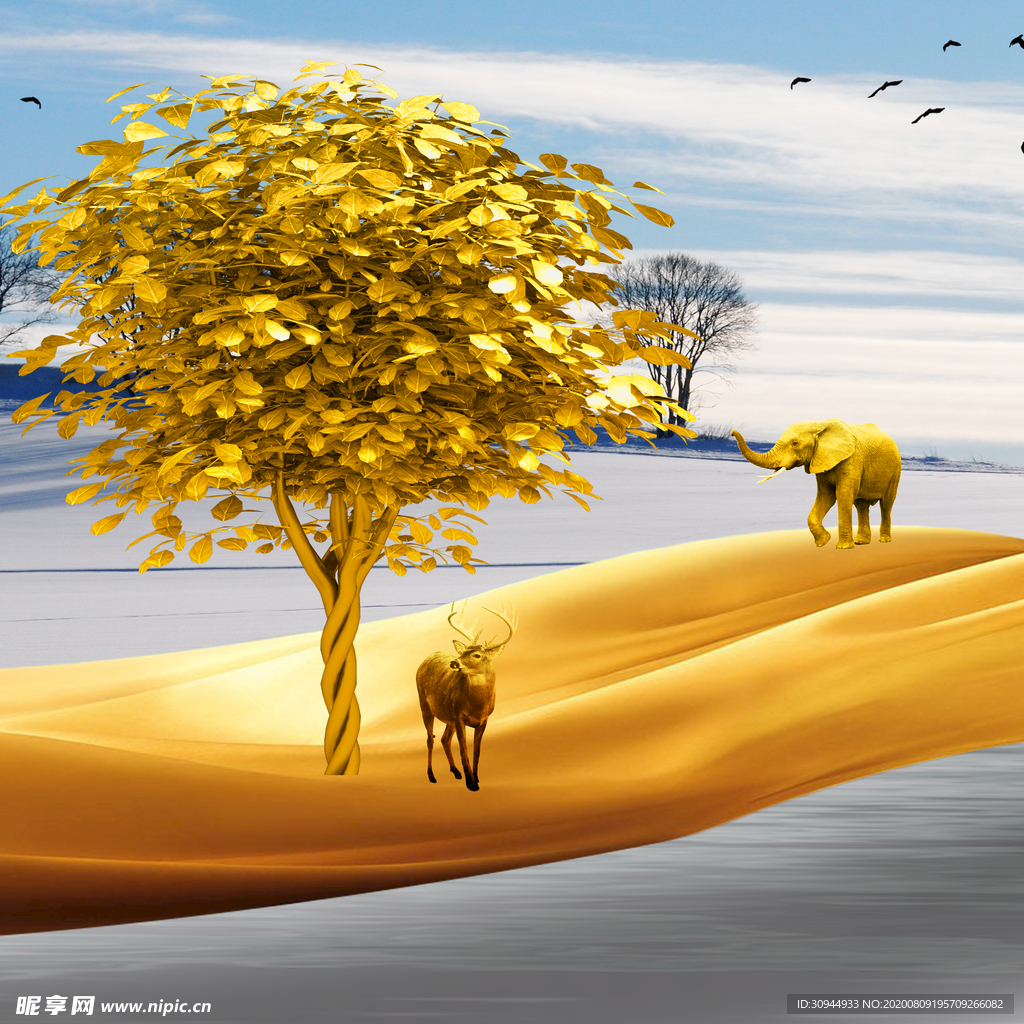 金色山脉抽象装饰画