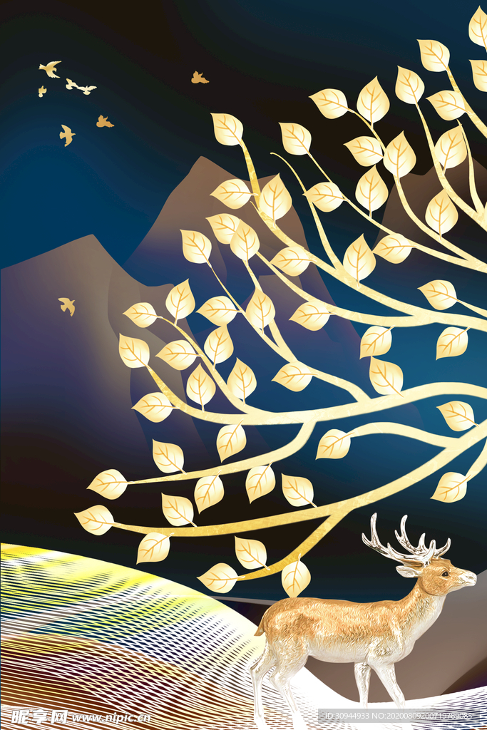 麋鹿新中式玄关