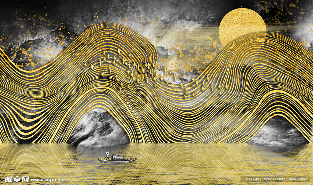 新中式玄关抽象装饰画