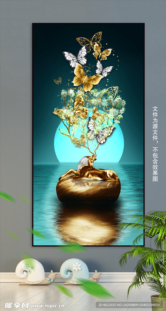 新中式麋鹿装饰画