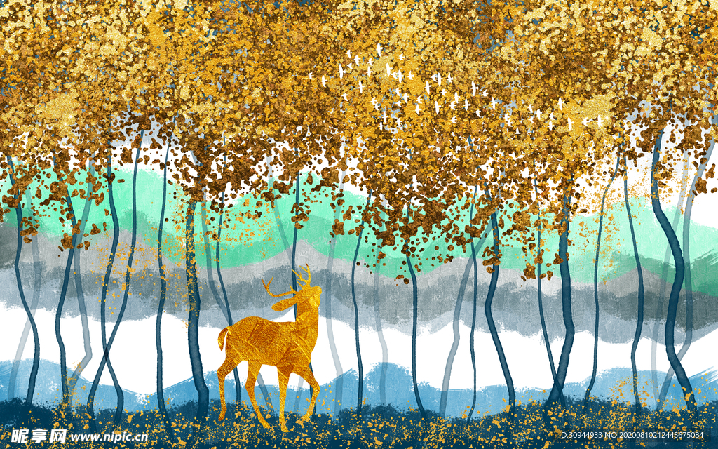 森林麋鹿背景墙