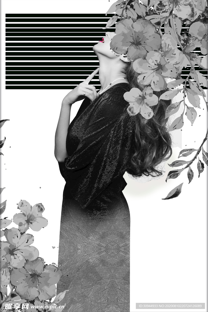 素描人物装饰画