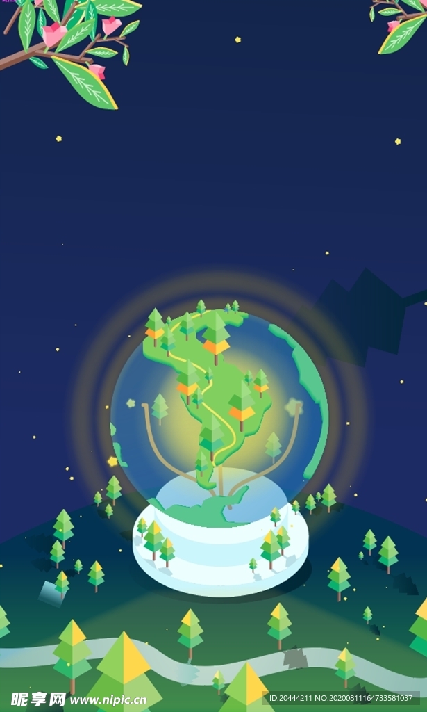 世界环境日卡通可爱背景素材