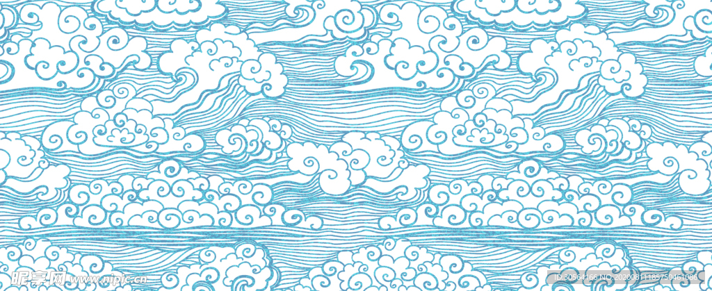 波浪波纹水彩国风古风背景